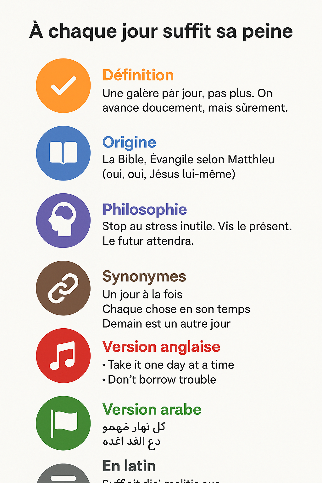 a chaque jour suffit sa peine